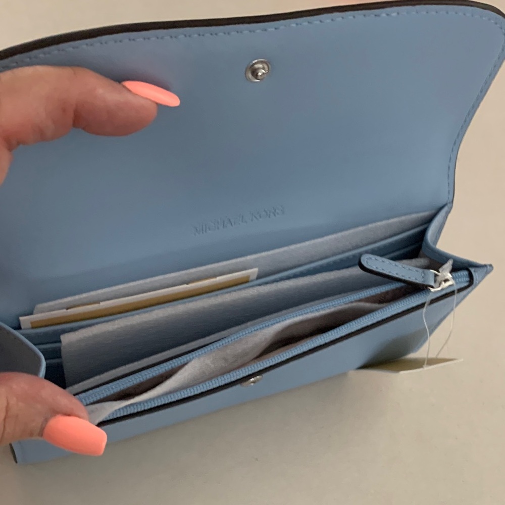 Michael Kors Sky Blue Leather Wallet - Picture 2 of 4